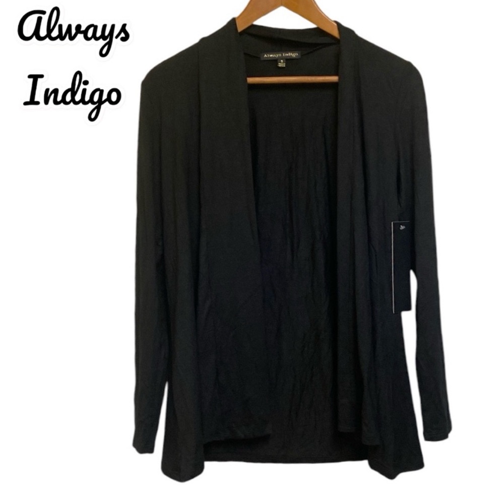 Always Indigo Women’s Black Cardigan Sz S, Rayon, Style M665